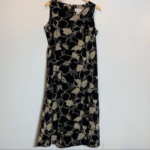 EUC Studio I Black and‎ Tan Floral Print Sheath Dress